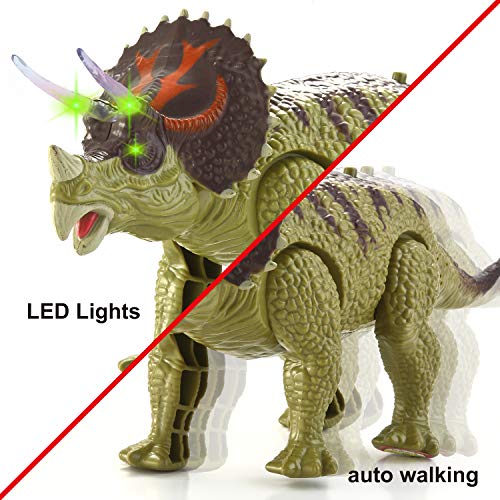 JOYIN 2 Dinosaurio Realista Caminando T-Rex Juguete electrónico y Triceratops con Sonidos rugientes