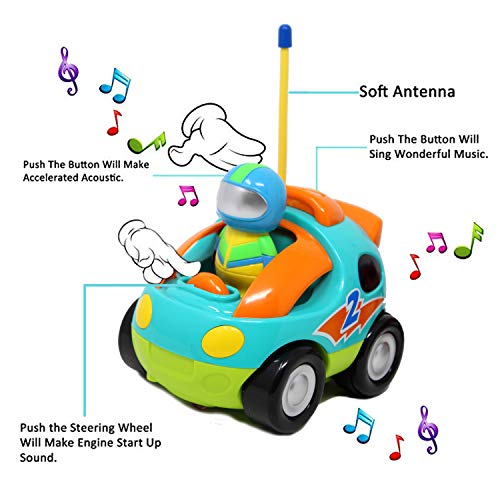 JOYIN 2 Paquetes de Radio de Coche de Carreras RC Juguete Remoto con música y Sonido para niños Relleno de Cesta de Pascua y Navidad