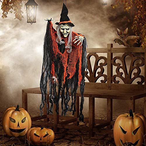 JOYIN 3 Pack Brujas Colgantes de 90 cm con Brazos Flexibles, Decoraciones de Halloween para Interiores y Exteriores