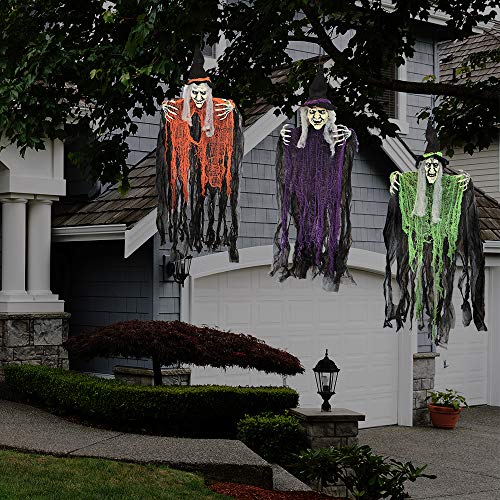 JOYIN 3 Pack Brujas Colgantes de 90 cm con Brazos Flexibles, Decoraciones de Halloween para Interiores y Exteriores