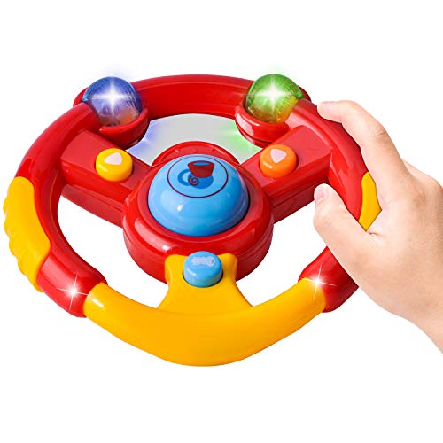 JOYIN 3 piezas de juguete para volante de conducción para niños, llaves de coche y juego de simulación con música para niños y niñas