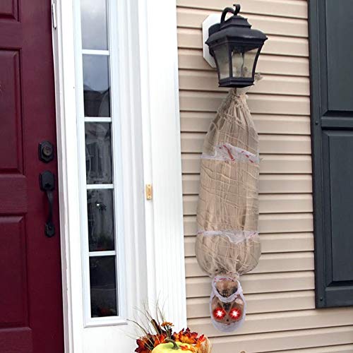 JOYIN Cadáver para Colgar Animado de Halloween de 89 cm con Ojos Iluminados por LED y Efecto de Sonido Decoraciones Interiores y Exteriores