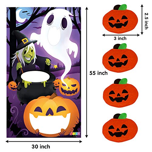 JOYIN Juego de Lanzamiento Temática Halloween, Fantasma, Bruja, Calabaza, con 4 Bolsas de Frijoles, Suministros Decoración para Fiestas, Juegos para Niños