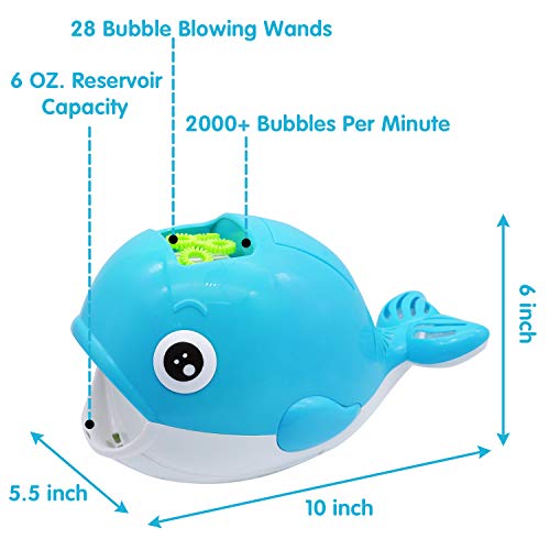 JOYIN Máquina de Burbujas Automático Ballena para niños, 2000+ Burbujas por Minuto, al Aire Libre, con Solución de Burbujas