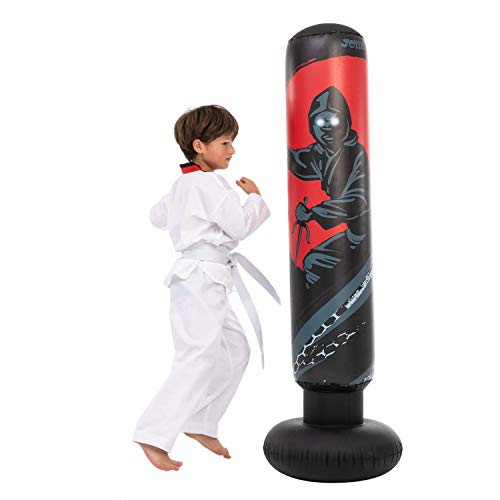 JOYIN Saco de boxeo inflable de 5 pies 3 pulgadas para niños, bolsa de boxeo Ninja de pie libre para rebote inmediato para practicar karate, taekwondo