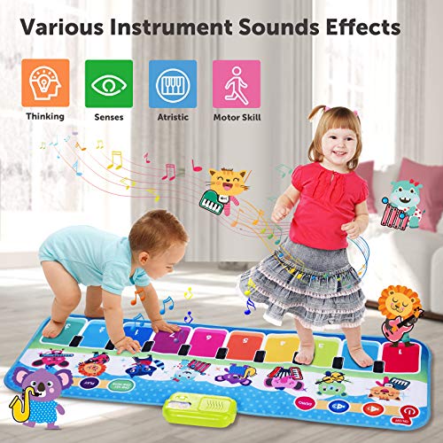 Joyjoz Alfombra de Piano con 90 Sonidos, Alfombra de Baile Musical para Bebe, Instrumentos Musicales Infantil, Juguetes Musicales para Bebés, Niños y Niñas de 1 a 5 Años (110*36cm)