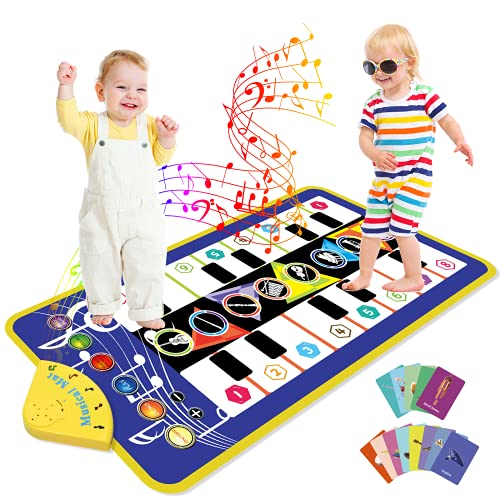 Joyjoz Alfombra de Piano Duet con Más de 80 Sonidos, Alfombra de Baile con Música, Alfombra de Juego Musical, Juguetes Musicales para Bebés, Niños y Niñas de 1 a 6 Años (110 * 53 cm)