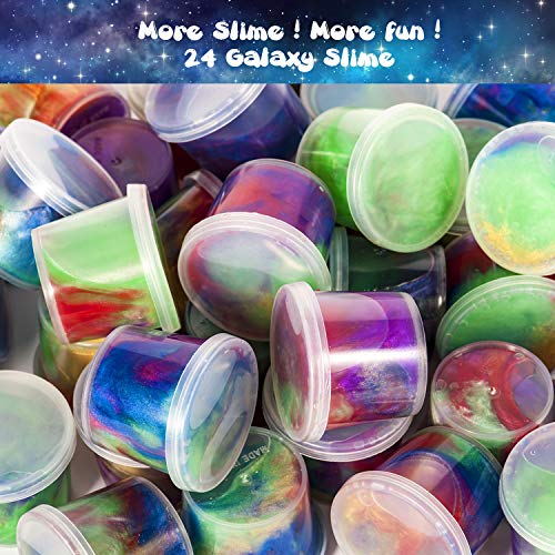 Joyjoz Galaxy Slime Water Slime 24 PCS Favor de Fiesta Kit de Slime Suave No Pegajoso Juguetes para Aliviar el Estrés para Niños, Adultos