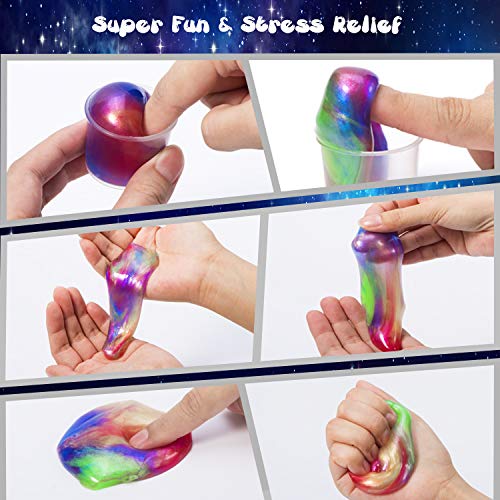 Joyjoz Galaxy Slime Water Slime 24 PCS Favor de Fiesta Kit de Slime Suave No Pegajoso Juguetes para Aliviar el Estrés para Niños, Adultos