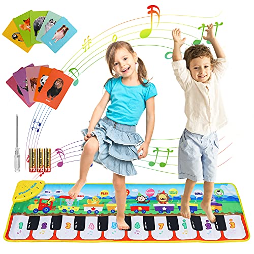 joylink Alfombra Piano, Alfombra de Baile Juego Alfombra Musical con 8 Sonidos Animales y 10 Canciones, Juguete Educativo Regalo para Bebé Niños y Niñas de 1 2 3 Años, 110 x 36 cm (Verde)