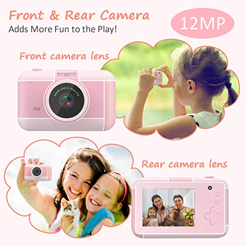 joylink Cámara para Niños, 2,4 Inch Pantalla Cámara de Fotos para Niños Cámara Selfie de 16MP 1080P HD Video Cámara Digital para Niños con Tarjeta TF de 32GB (Rosado)