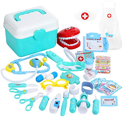 joylink Maletín Doctor, 33 Piezas Doctora Juguetes Cuadro Médico Conjunto Médico Kit Juego de rol Cuadro Médico Maletín de Médico Juegos de médicos para Niño Regalos de Cumpleaños Caja de Juguetes