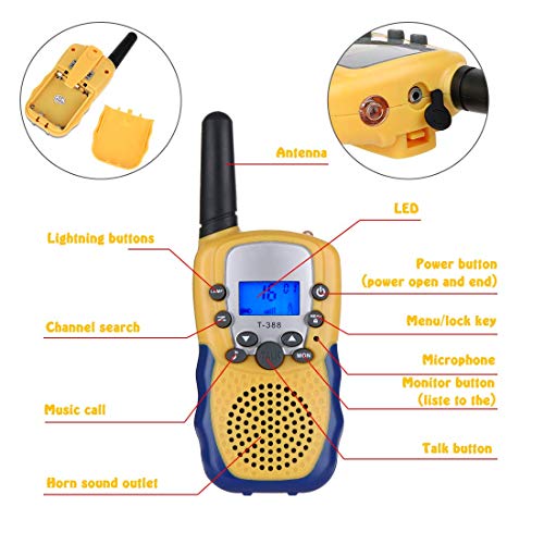 joyoldelf Walkie Talkie Niños y Prismaticos Niños, PMR446 8 Canales LED Linterna Incorporada LCD Pantalla Función VOX Juguete de Camping al Aire Libre Niños y Niñas