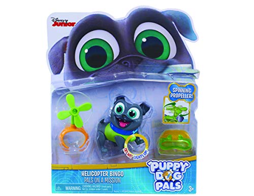 JP Puppy Dog Pals- Puppy Dog Light Up Pals On A Mission-Bingo with Helicopter and Helmet Disney Figura, Multicolor (Flair Leisure Products 94072)