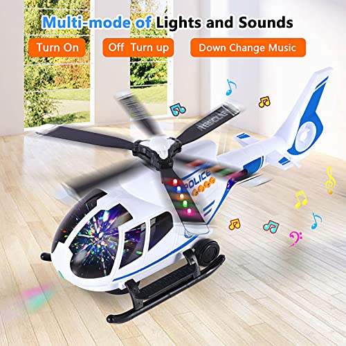 Juego Aviones de Control Remoto, Juguete de Helicóptero Rescate, Avion de Coche Educativos con Ruedas Inercia, Vehículos de Aviones con Luces LED y Música para niños de 3 4 5 6 7 8 años (Bianca)