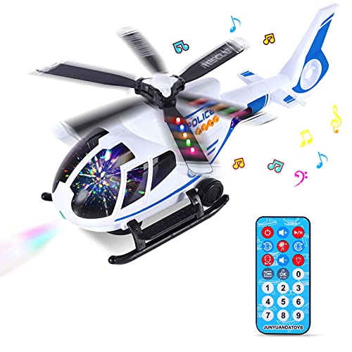 Juego Aviones de Control Remoto, Juguete de Helicóptero Rescate, Avion de Coche Educativos con Ruedas Inercia, Vehículos de Aviones con Luces LED y Música para niños de 3 4 5 6 7 8 años (Bianca)