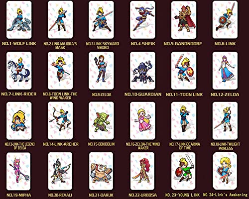 Juego de 24 tarjetas NFC de la Legend de Zelda Breath of The Wild Amiibo para Nintendo Switch Lite Wii U y Nuevo Sistema 3DS Funciona como Les Amiibo