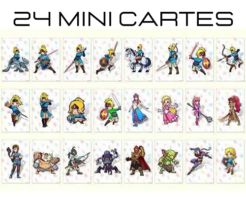 Juego de 24 tarjetas NFC de la Legend de Zelda Breath of The Wild Amiibo para Nintendo Switch Lite Wii U y Nuevo Sistema 3DS Funciona como Les Amiibo