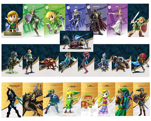 Juego de 24 tarjetas NFC Zelda Bread of The Wild Wolf Link, compatible con Switch Lite Wii U y nuevo sistema 3DS Funciona como Les Amiibo (incluye caja de almacenamiento)