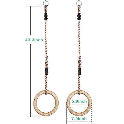 Juego De Aros De Gimnasia, Aros Olímpicos De Madera para Aros Aros con Correas De Hebilla para Ejercicios De Entrenamiento De Suspensión para Niños