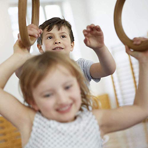 Juego De Aros De Gimnasia, Aros Olímpicos De Madera para Aros Aros con Correas De Hebilla para Ejercicios De Entrenamiento De Suspensión para Niños