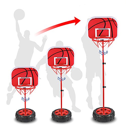 Juego de baloncesto portátil ajustable para niños con red y pelota Juego de juego deportivo ajustable para interiores y exteriores para niños de 3 años en adelante Deportes para bebés pequeños