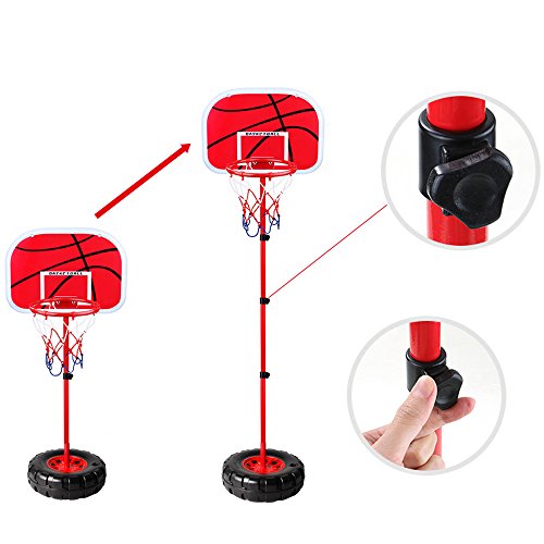 Juego de baloncesto portátil ajustable para niños con red y pelota Juego de juego deportivo ajustable para interiores y exteriores para niños de 3 años en adelante Deportes para bebés pequeños