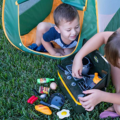 Juego de Carpa para Acampar para Niños JoyKip - Juego de Campamento con Luces y Sonidos Incluye Parrilla y Marcha para niños de 3 años en adelante.