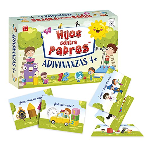 Juego de Cartas para Toda la Familia Juego Educativo para Niños y Adultos Acertijos Juegos de Preguntas | Hijos contra Padres Adivinanzas 4+ | en Español | 50 Cartas | 100 Adivinanzas | de 4 Años