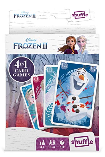 Juego de Cartas Shuffle Fun Frozen II - Baraja de Cartas con 4 Juegos de Snap, Familias, Parejas y Juego de Acción