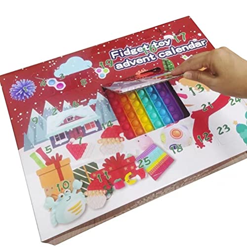 Juego de juguetes con calendario de Adviento de cuenta atrás para Navidad, regalos sorpresa de 24 piezas diferentes juguetes sensoriales para contar atrás Navidad fiesta favor niño