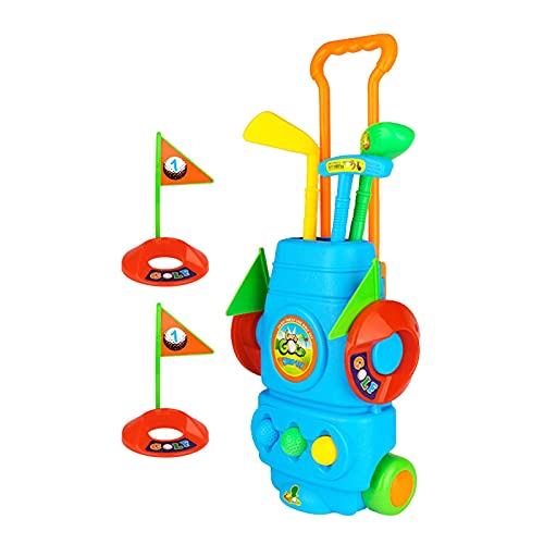 Juego de juguetes para palos de golf para niños, carrito para palos de golf para niños pequeños, kit deportivo para golfistas jóvenes para la promoción del desarrollo físico y mental de los niños