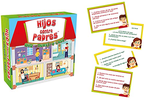 Juego de Mesa Educativo Juego de Cartas para Niños y Adultos Juego de Preguntas i Respuestas para Toda la Familia | Hijos contra Padres Quiz Nuestra Casa | 52 Cartas | 208 Preguntas | de 6 Años