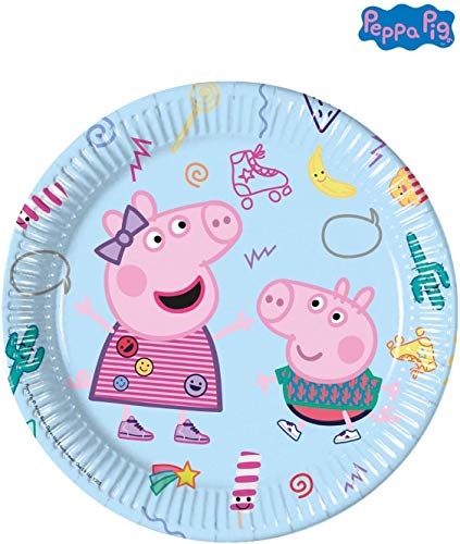 Juego de mesa para fiesta de 8 personas con 8 platos de 23 cm, 8 vasos y servilletas (Peppa Pig)