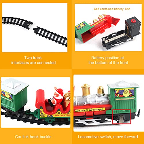 Juego de tren de Navidad, Tren Clásico Infantil con Luces y Sonidos Conjunto Navideño de Vías modelo clásico eléctrico con pistas juego tren Navidad alrededor del árbol Navidad con sonidos y luces