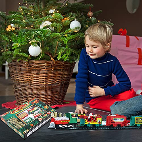 Juego de tren de Navidad, Tren Clásico Infantil con Luces y Sonidos Conjunto Navideño de Vías modelo clásico eléctrico con pistas juego tren Navidad alrededor del árbol Navidad con sonidos y luces