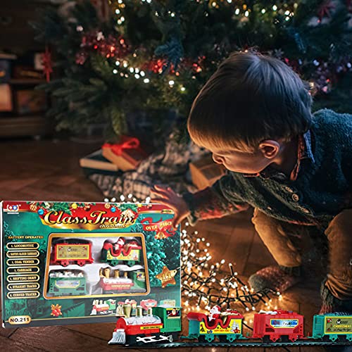 Juego de tren de Navidad, Tren Clásico Infantil con Luces y Sonidos Conjunto Navideño de Vías modelo clásico eléctrico con pistas juego tren Navidad alrededor del árbol Navidad con sonidos y luces