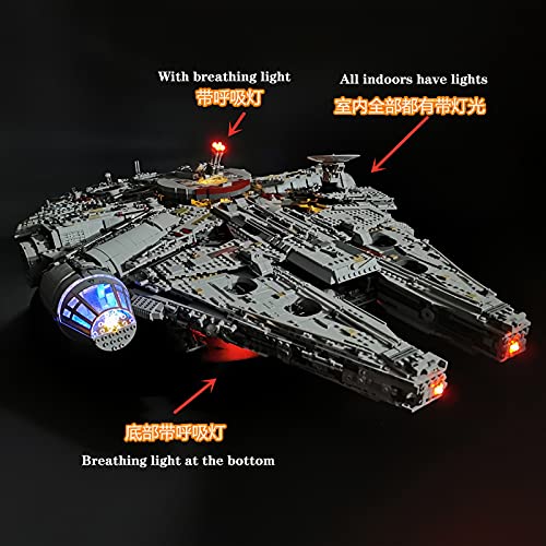 Juego Luces LED Juego Luces para Star Wars Ultimate Millennium Falcon, Juego de Luces Iluminación Compatible con LEGO 75192 (Solo Luz LED, Sin Kit LEGO)