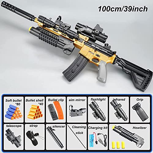 Juguete AutomáTico M416 BláSter Armas Con 80 Balas De Espuma Y 40 Proyectiles De Bala, Juguete Para NiñOs Recargable Juego De Pistolas Para NiñOs De 5 A 8 AñOs, Lanzar AccióN De Proyectil Bala