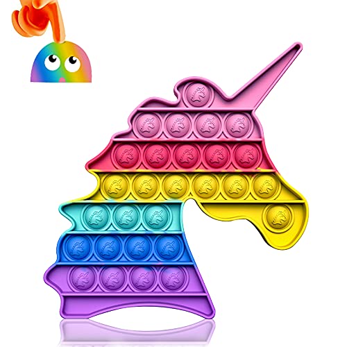 Juguete de silicona para niños y adultos de PinkUnicorn Fidget Toy, Push Pop Bubble It Fidget Sensory Toy, requerimientos especiales de autismo, ayuda a relajarse y empleados (unicornio)