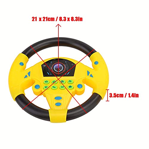 Juguete de volante para niños, Volante de simulación de juguete con luz y sonido de conducción Juguetes educativos para infancia(Amarillo)