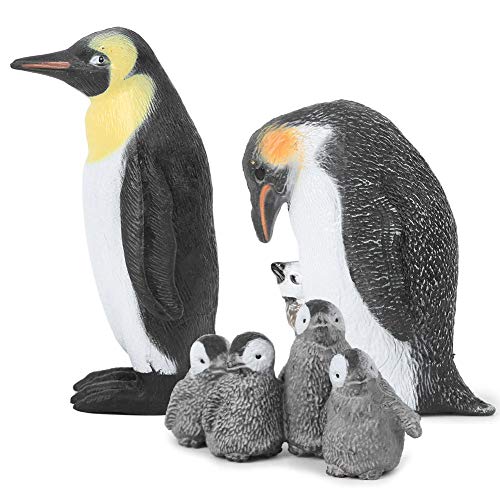 Juguete modelo animal, figuras de animales del mundo de vida silvestre en miniatura Decoración de escritorio Pingüinos modelo de juguete Decoración de mesa de oficina en el hogar(Set de pingüinos rey)