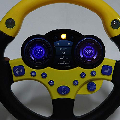 Juguete para el coche del volante del copiloto para niños con música y luz Simulación de manejo Juguetes educativos Regalo musical Conductor de aprendizaje para niños (Amarillo)