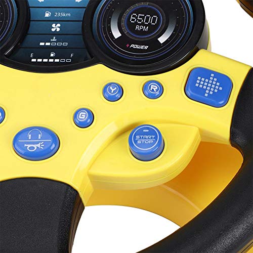 Juguete para el coche del volante del copiloto para niños con música y luz Simulación de manejo Juguetes educativos Regalo musical Conductor de aprendizaje para niños (Amarillo)