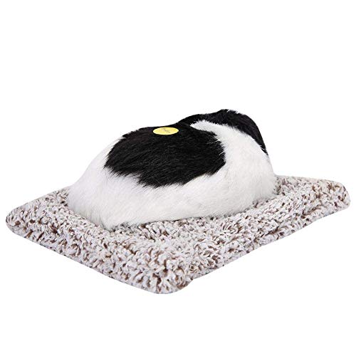 Juguete Perro, simulación Sonido Perro Dormido Adorno Adorno Animal Muñeco de Peluche Juguete Colección Bambú Carbón de Peluche Relleno Cachorro Animales Juguete con colchoneta(Black+White)