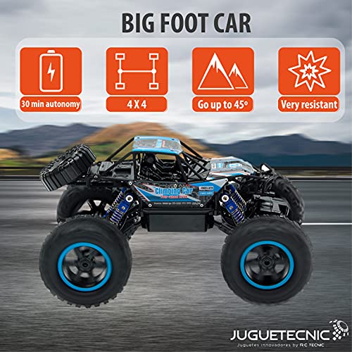 JUGUETECNIC │ Coche Teledirigido 4x4 RC Bigfoot Rock Crawler 1:14 | Todoterreno tracción 4 Ruedas │ Escala 1:14