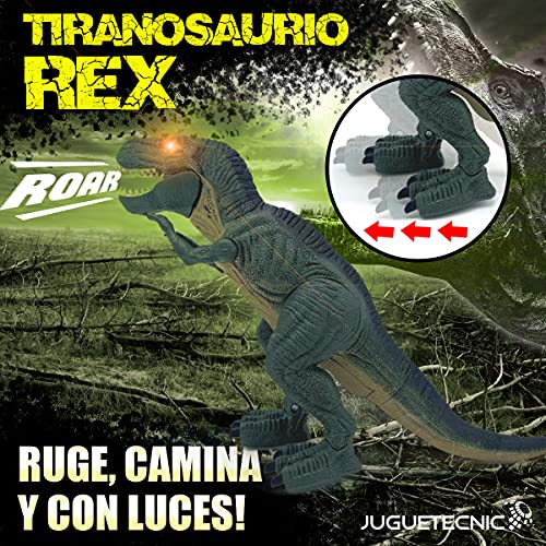 JUGUETECNIC | Dinosaurio T-Rex Interactivo | Camina y Ruge | Juguete electrónico para niños | Robot Tiranosaurio Rex