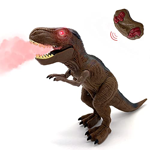 JUGUETECNIC | Dinosaurio T-Rex Teledirigido | Camina, Ruge, Luz y Humo | Juguete RC para niños | Robot Tiranosaurio Rex Interactivo | Tamaño Pequeño