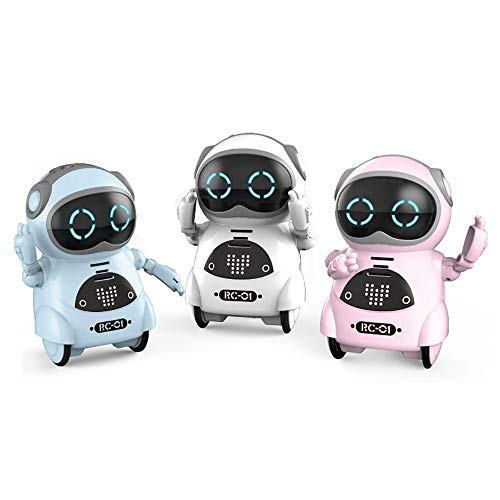 JUGUETECNIC │ Mini Robot Interactivo para Niños Reconoce Tu Voz Responde Español Baila Música | Pocket Toy Robot | Juguete electrónico Infantil de Bolsillo (Azul)