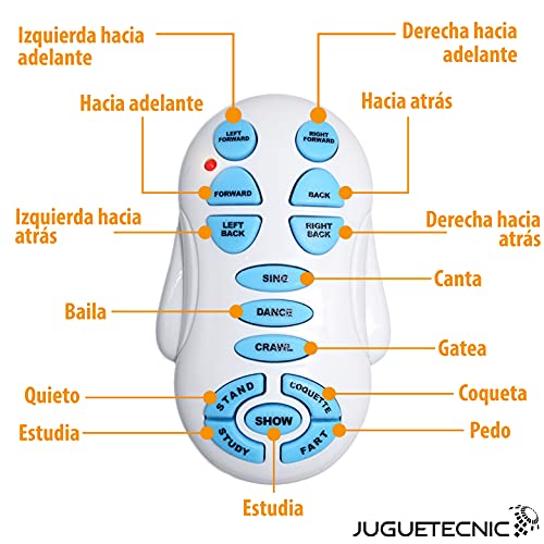 JUGUETECNIC │ Perro Robot interactivo para Niños Buddy │ Canta, Baila y tiene Movimiento Teledirigido│ Ojos LED, Con Batería y Cable Cargador USB │ Mascota realista